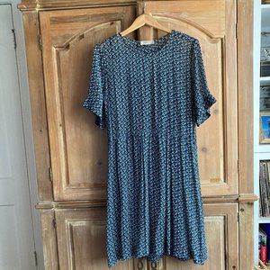 Just Female Morsey Midi Dress Oversized Sheer Black Print Sz M